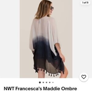 Francesca's Ombre Swim Coverup - White to Black Gradient with Tassels